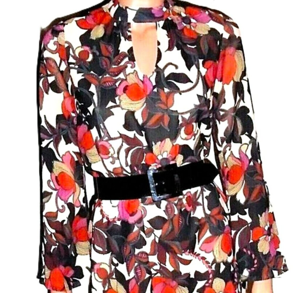 Nanette Lepore Brown Tan Floral Cut Out Dress 2